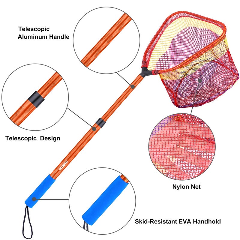 ODDSPRO Fishing Net & Minnow Net - 11.4" Net Depth, 30" Extendable Handle (Orange - 1 pack) - Image 3